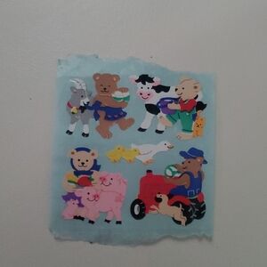 Cute Farm Animal Sticker Sheet - Pastel Blue Background